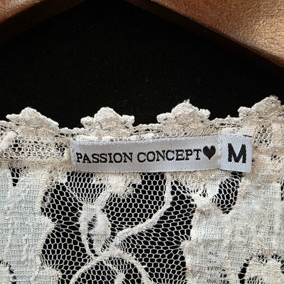 Passion Concept Womens Boho Lacey Open Kimono Top Size M Off White Festival - Picture 3 of 10